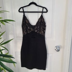 Fashion nova black lace mini dress sz S